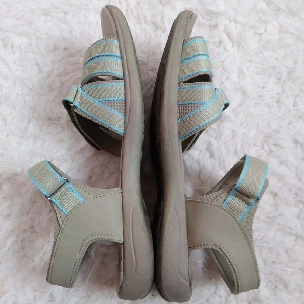 Alpine Design Riley Taupe Women's Sz 9 Open Toe Adjustable Strap Comfort Sandals